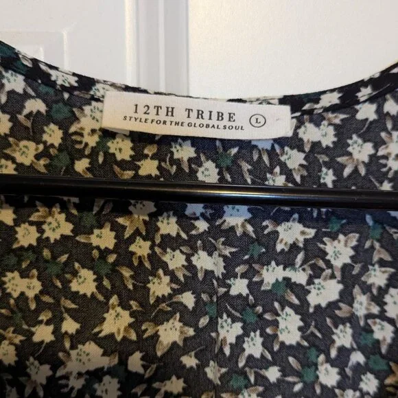 12th Tribe Corrine Black Floral Maxi Dress - Size Large - Picture 5 of 5